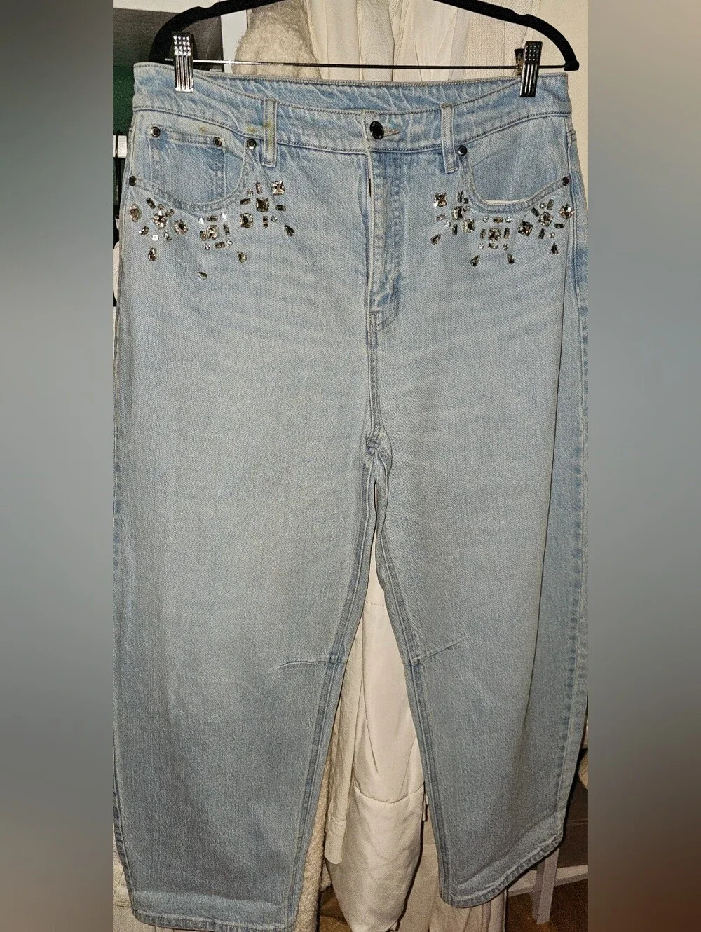 MACY'S: ON 34th Embellished-Collar Denim Shirt & Embellished Barrel-Leg Jean